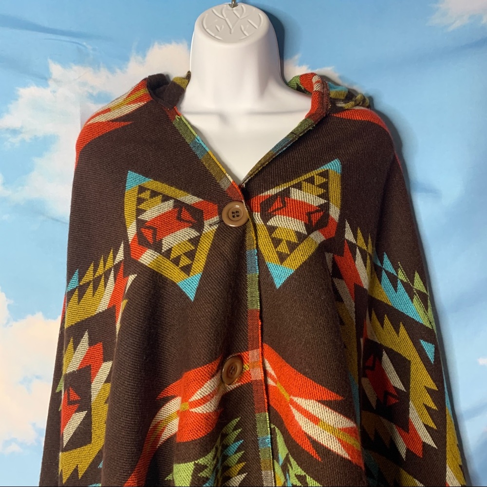 NWT- Mossimo- Red/Brown/Green Ruana - Picture 2 of 7